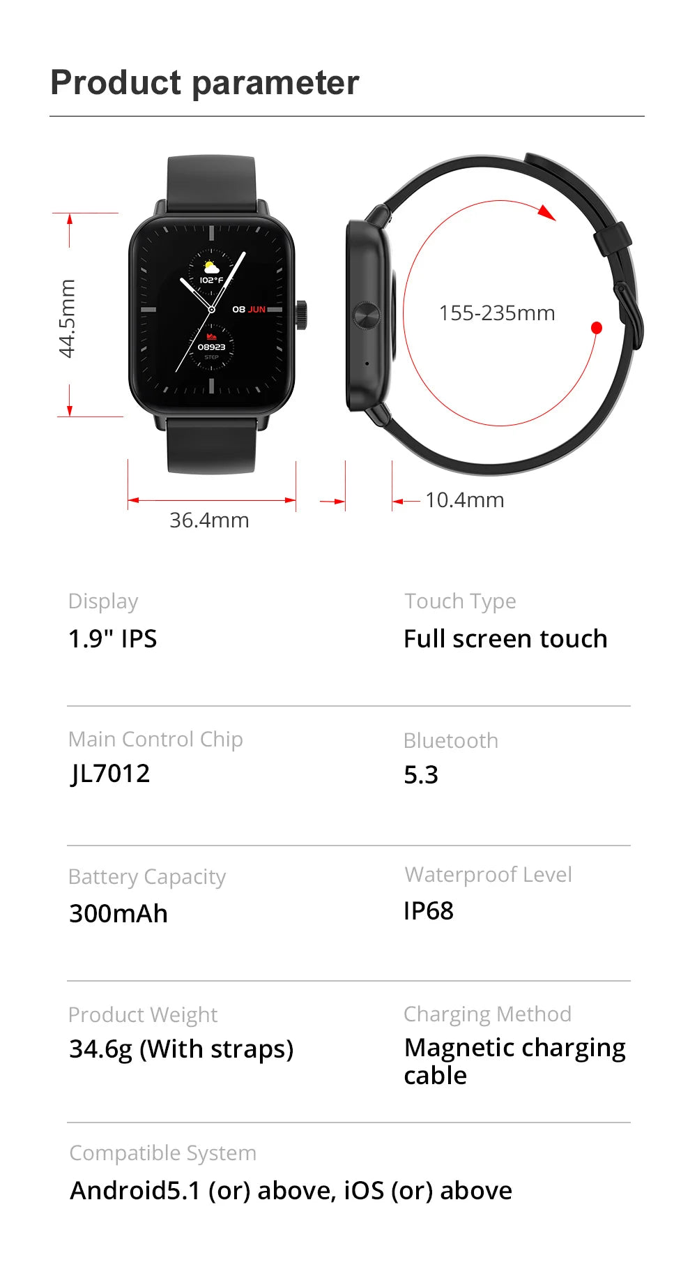 Montre intelligente à appel vocal COLMI P81