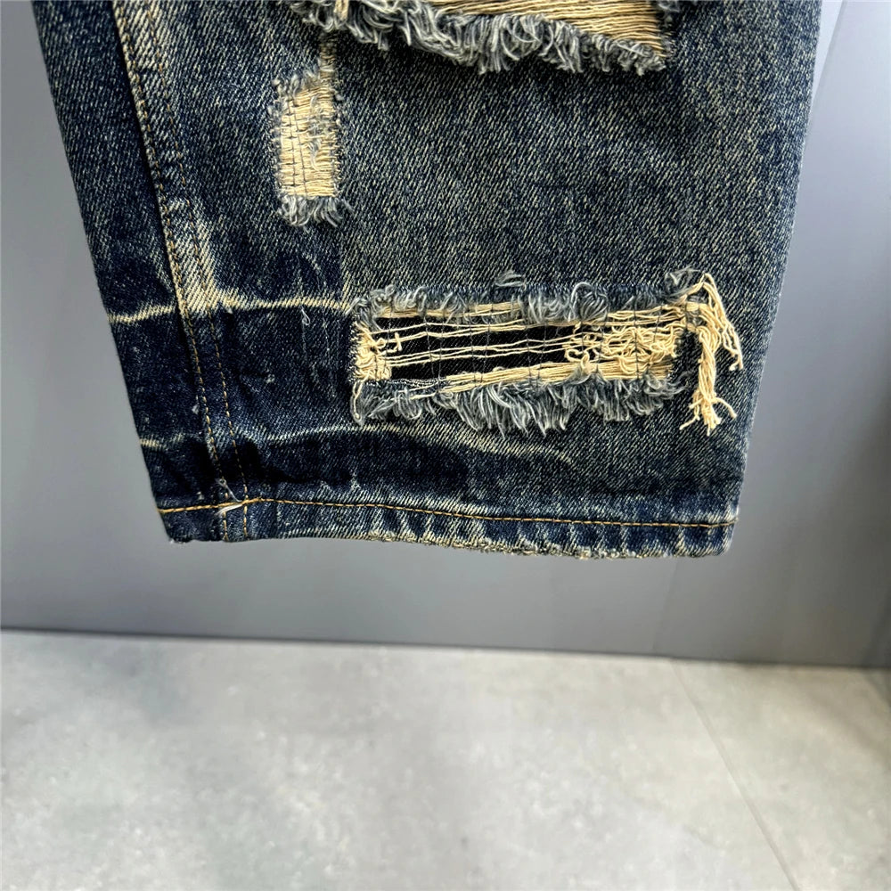 Jean baggy déchiré en denim pour homme