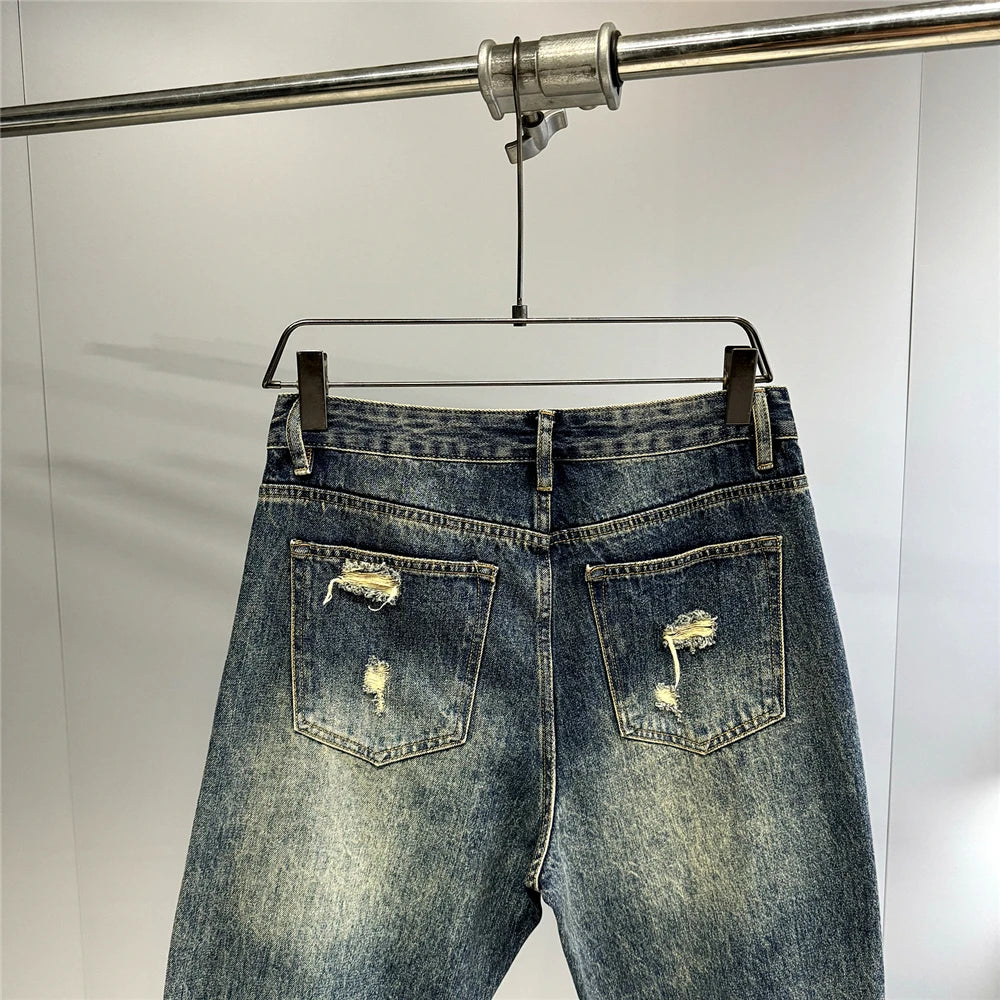 Jean baggy déchiré en denim pour homme