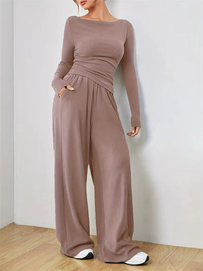 Relaxed Women'S Two-Piece Wide-Leg Pants Set Soft and Waxy Style Suit to Cover Fashionable Irregularities Women'S Clothing Sales